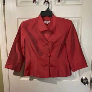 Bigio Collection Red Silk Asian Style Jacket With Bows